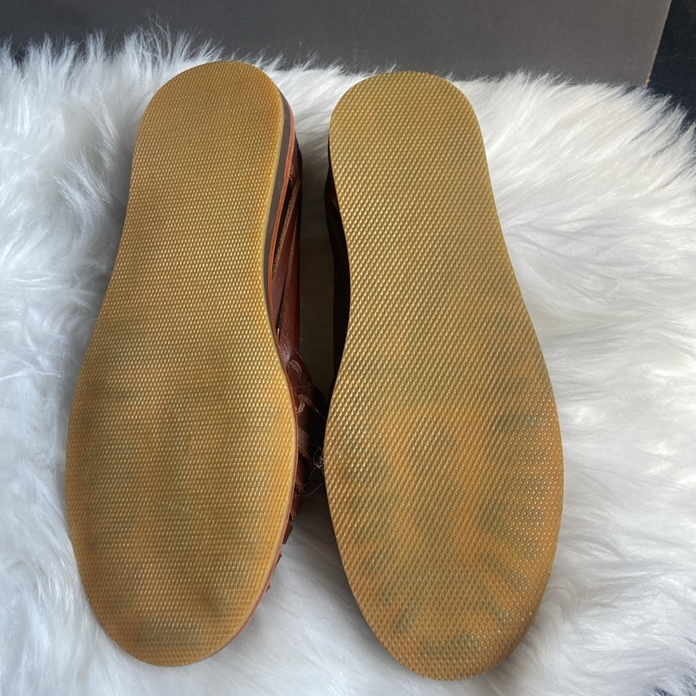 Nisolo Women's Ecuador Huarache Burnt Sienna Leather Shoe Sandal Flat Size 7 NWB - Picture 3 of 9